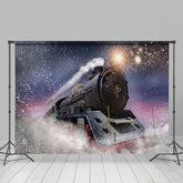Lofaris Running Train Winter Night Christmas Party Backdrop